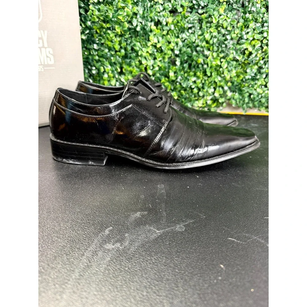 Stacy Adams Raynor 24748-001 Oxford Mens 9.5M Black Pleated Cap Toe Dress Shoes